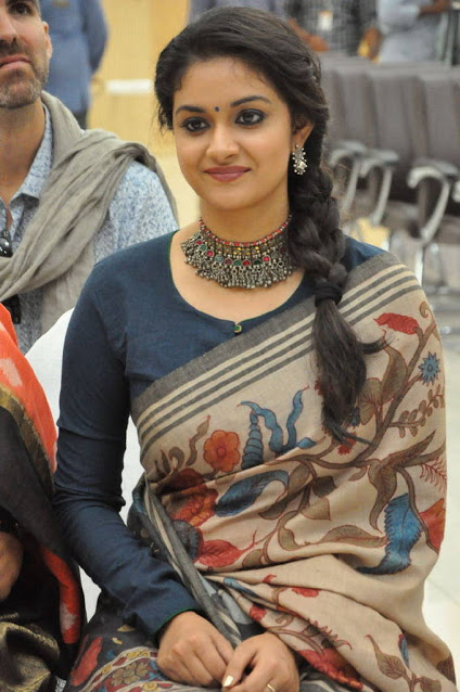 Actress Keerthy Suresh Photos In Transparent Blue Saree 20